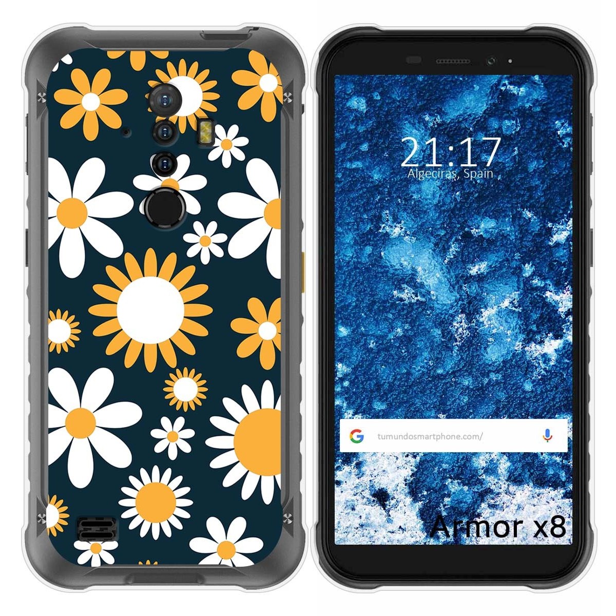 Funda Silicona Transparente para Ulefone Armor X8 diseño Flores 08 Dibujos