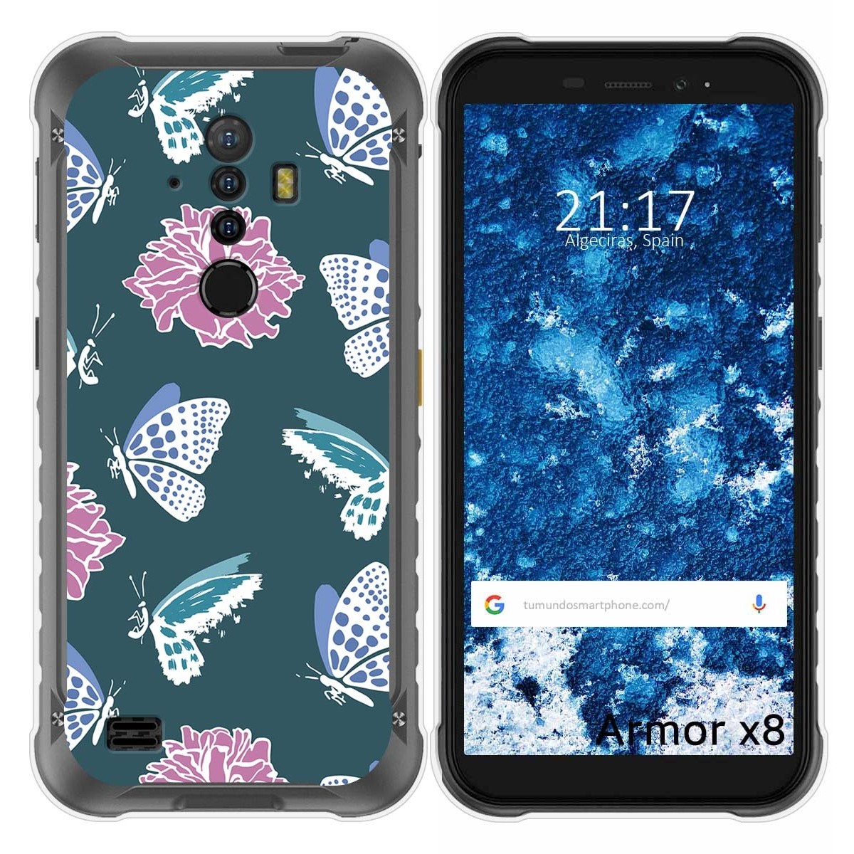 Funda Silicona Transparente para Ulefone Armor X8 diseño Flores 10 Dibujos