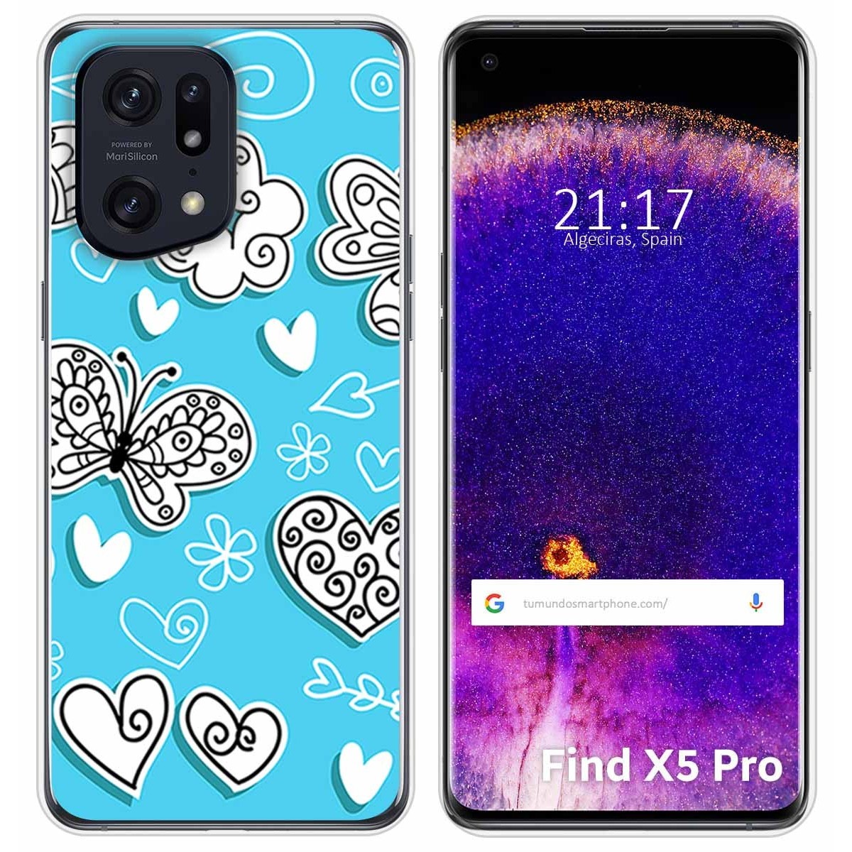 Funda Silicona para Oppo Find X5 Pro 5G diseño Mariposas Dibujos