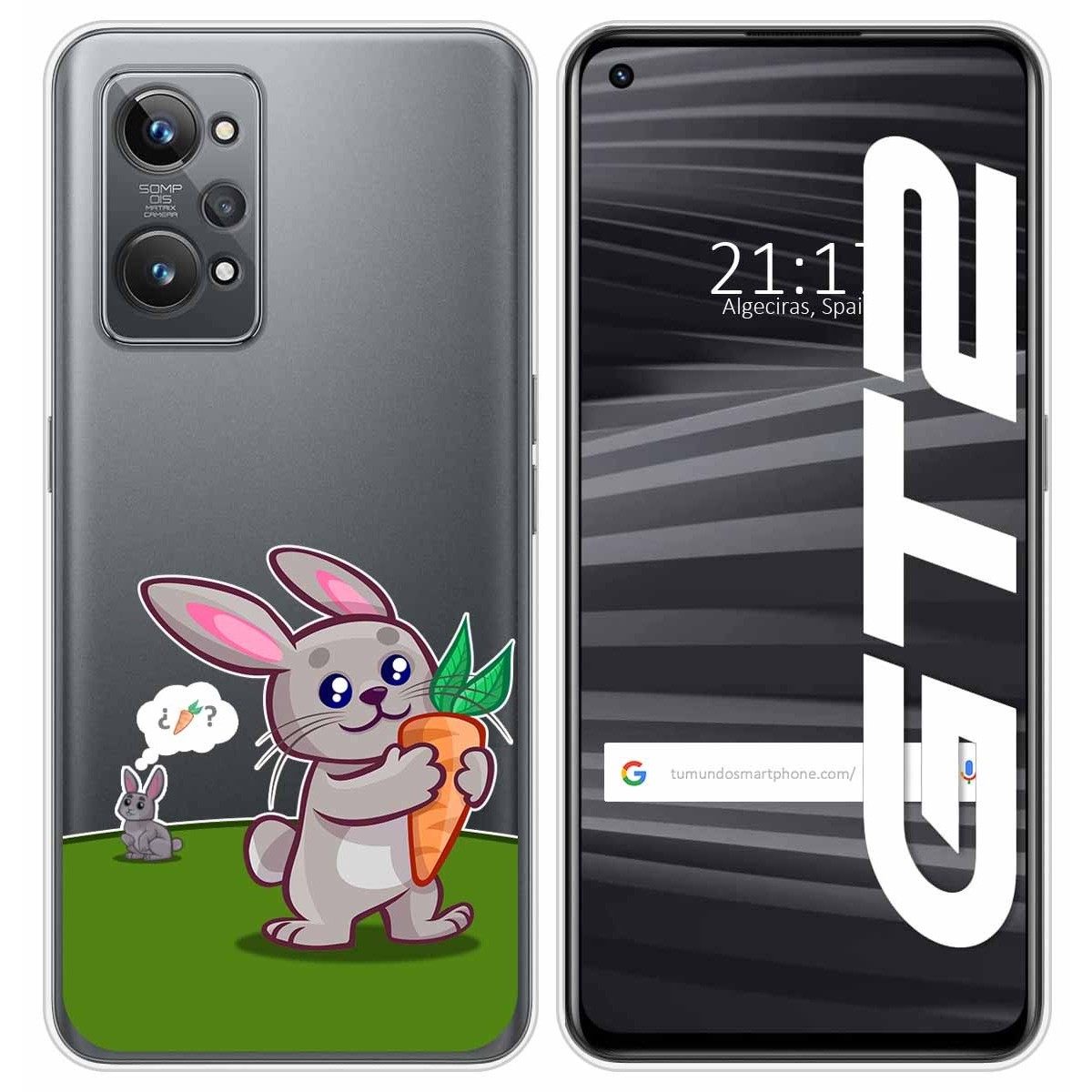 Funda Silicona Transparente para Realme GT 2 5G diseño Conejo Dibujos