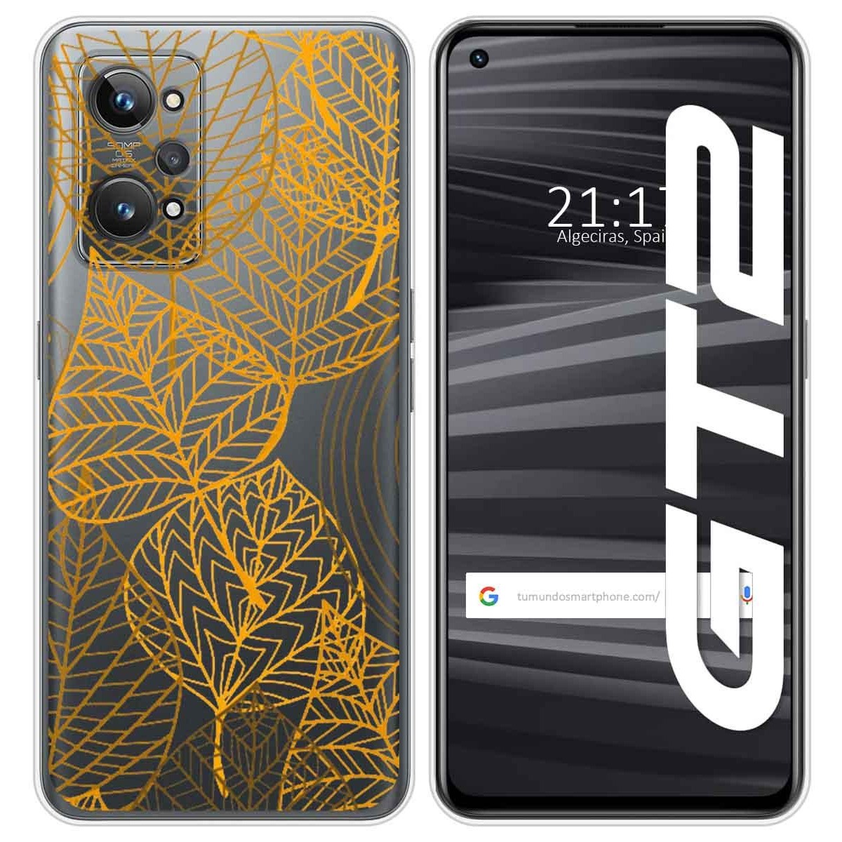 Funda Silicona Transparente para Realme GT 2 5G diseño Hojas Dibujos