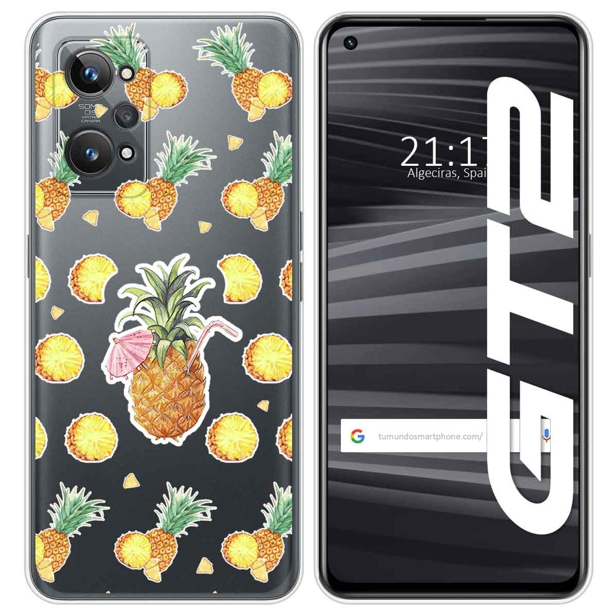 Funda Silicona Transparente para Realme GT 2 5G diseño Piña Dibujos