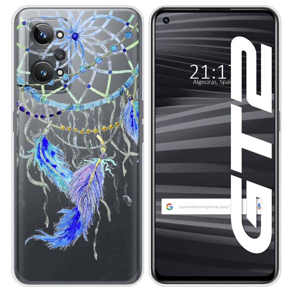 Funda Silicona Transparente para Realme GT 2 5G diseño Plumas Dibujos