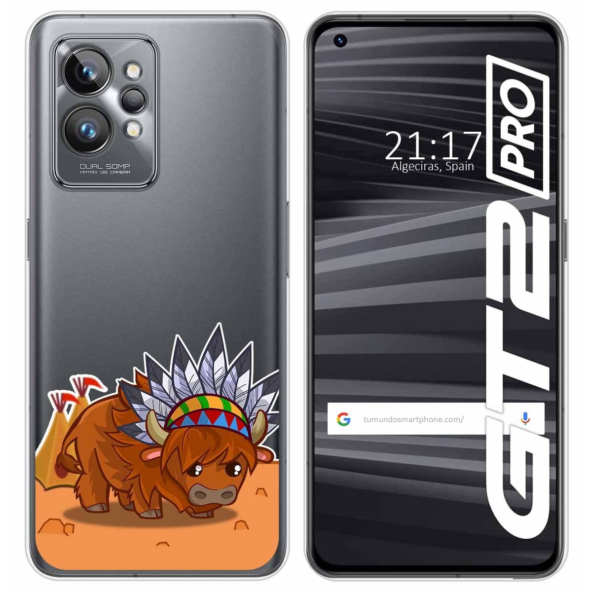 Funda Silicona Transparente para Realme GT 2 Pro 5G diseño Bufalo Dibujos