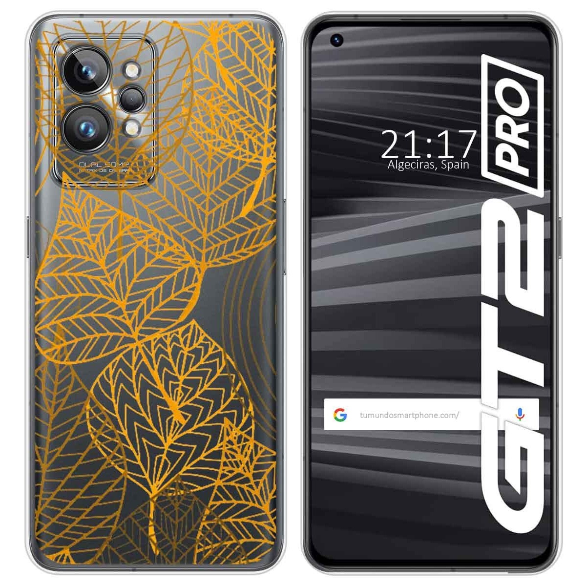 Funda Silicona Transparente para Realme GT 2 Pro 5G diseño Hojas Dibujos