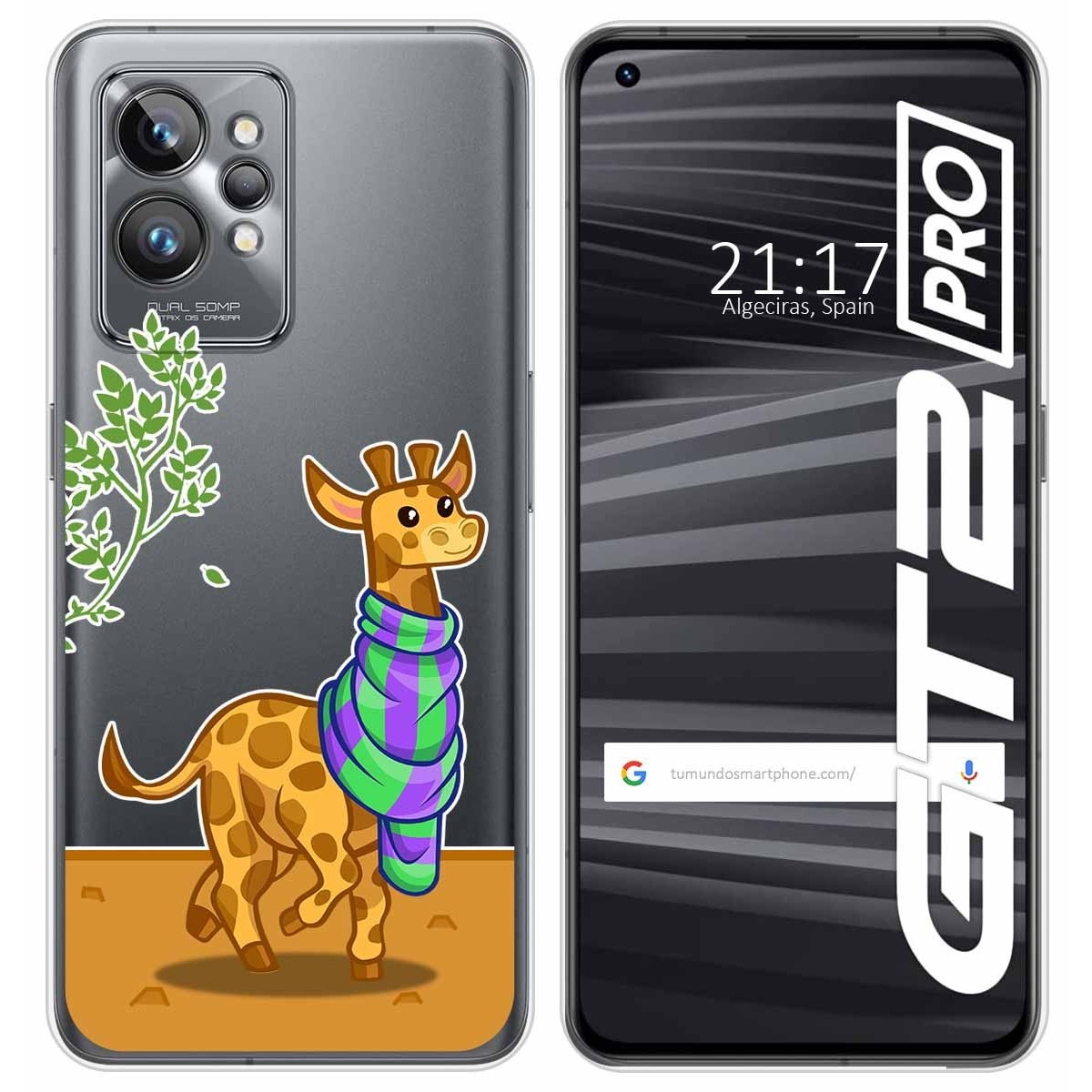 Funda Silicona Transparente para Realme GT 2 Pro 5G diseño Jirafa Dibujos