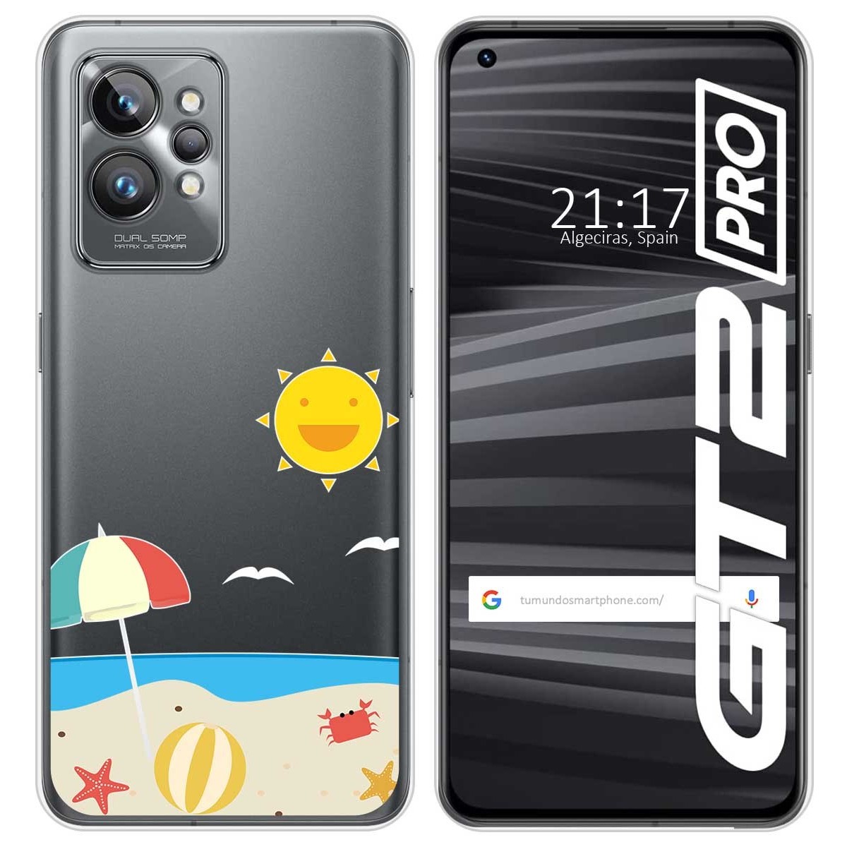 Funda Silicona Transparente para Realme GT 2 Pro 5G diseño Playa Dibujos