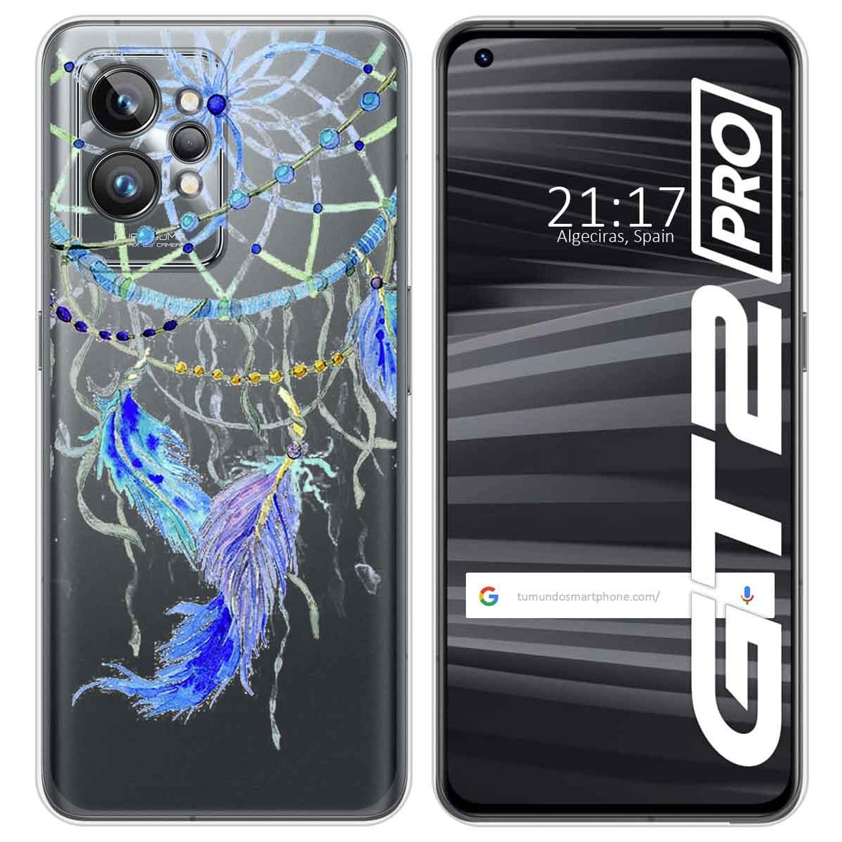 Funda Silicona Transparente para Realme GT 2 Pro 5G diseño Plumas Dibujos