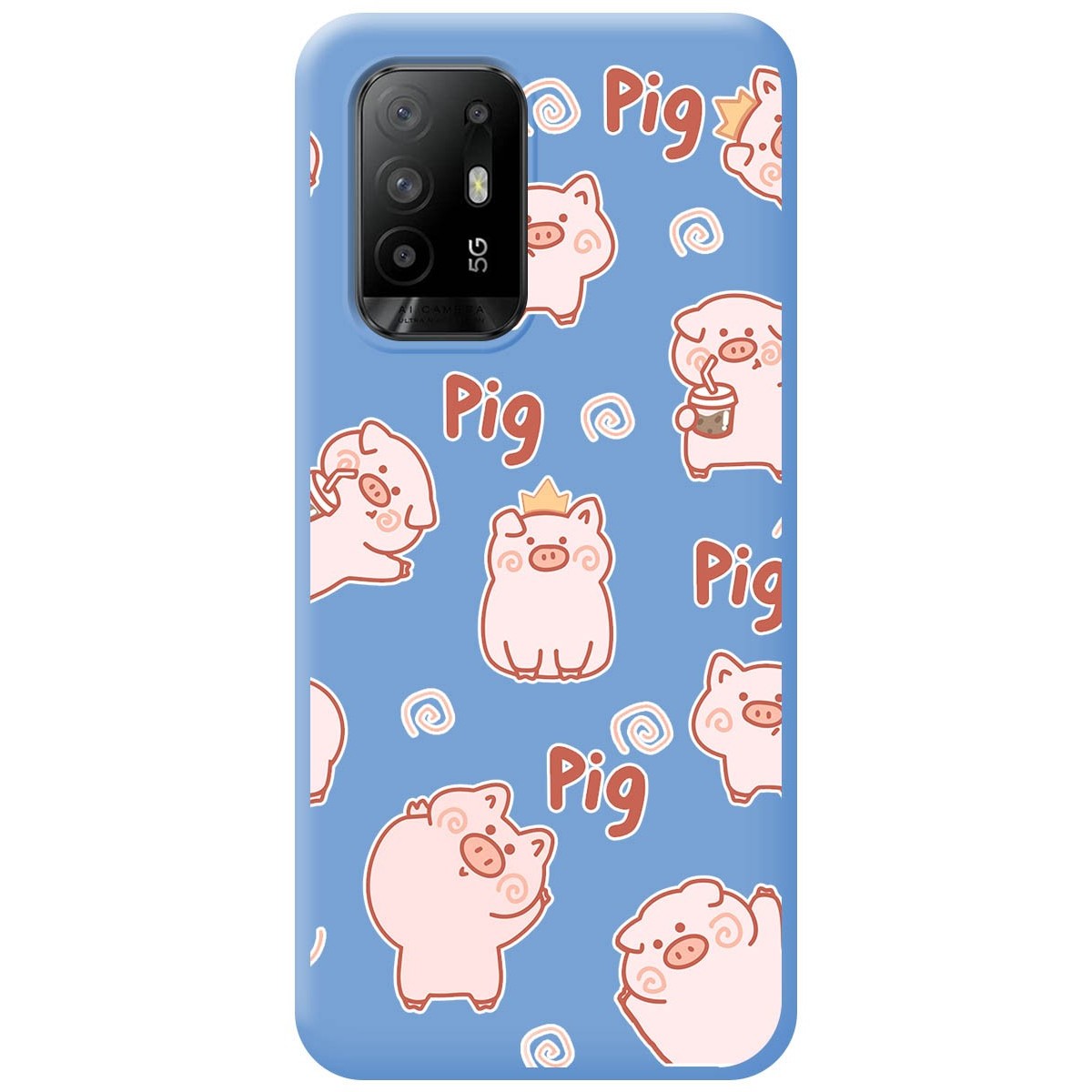 Funda Silicona Líquida Azul para Oppo A94 5G diseño Cerdos Dibujos