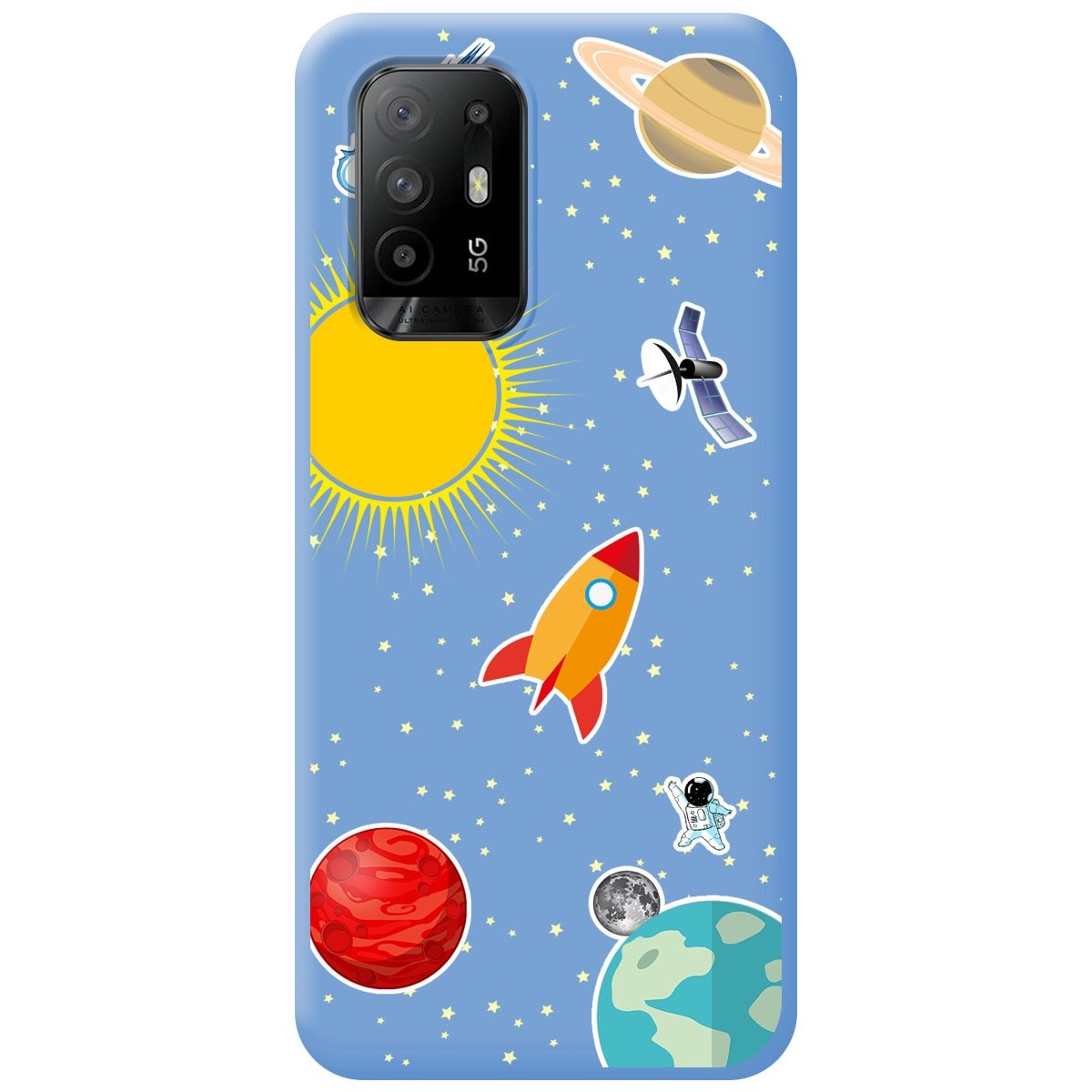 Funda Silicona Líquida Azul para Oppo A94 5G diseño Espacio Dibujos