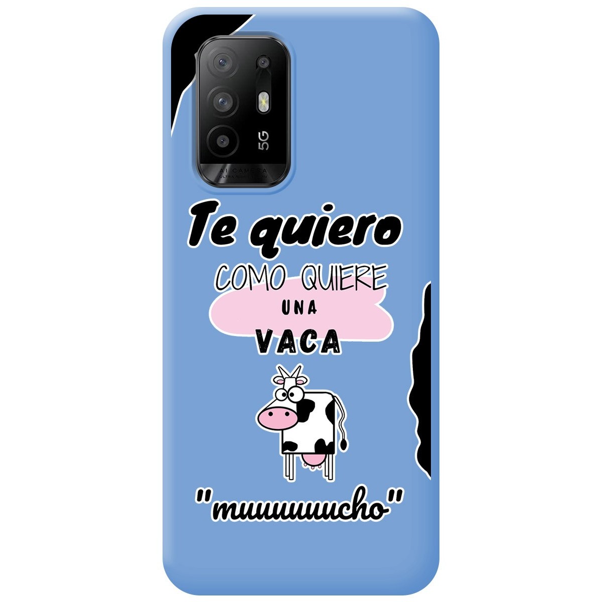 Funda Silicona Líquida Azul para Oppo A94 5G diseño Vaca Dibujos