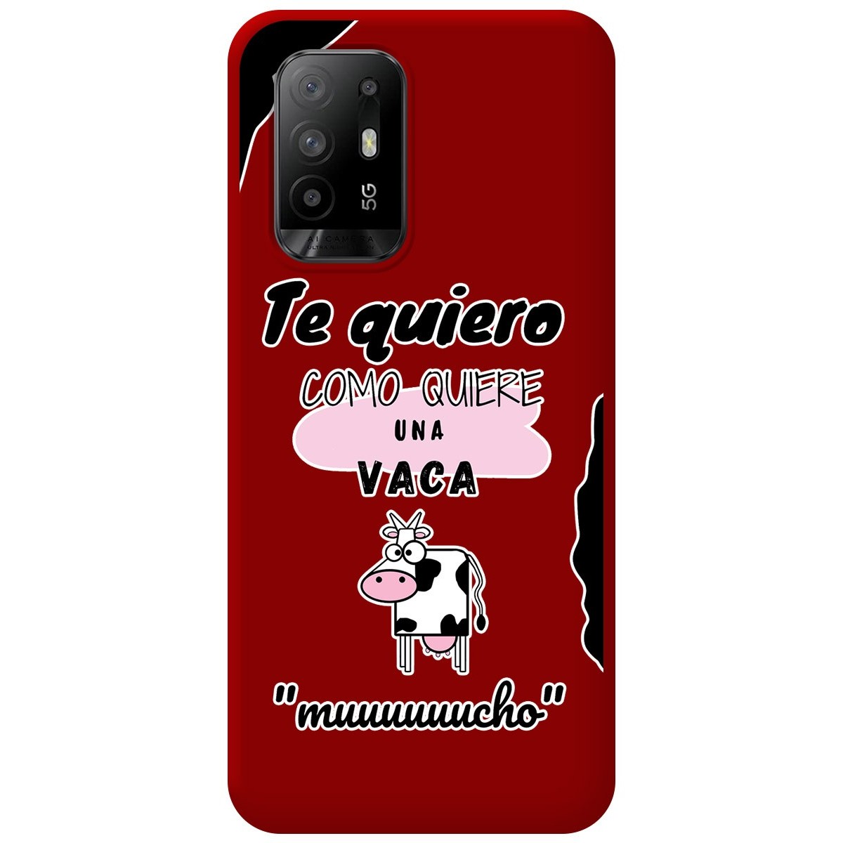 Funda Silicona Líquida Roja para Oppo A94 5G diseño Vaca Dibujos