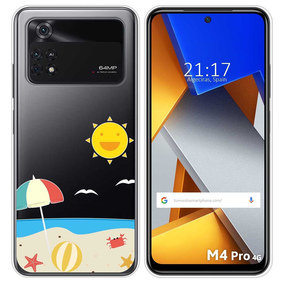 Funda Silicona Transparente para Xiaomi POCO M4 Pro 4G diseño Playa Dibujos