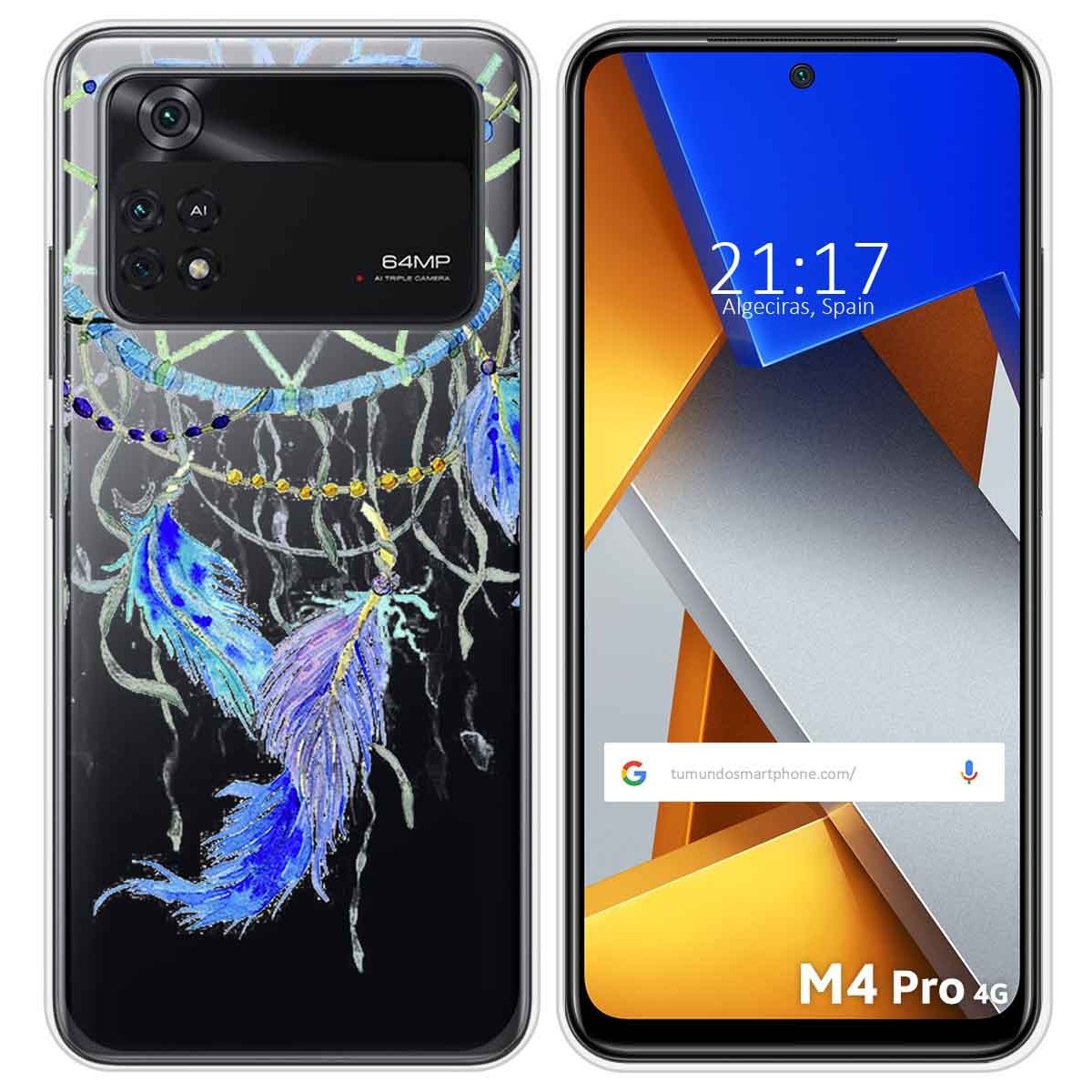 Funda Silicona Transparente para Xiaomi POCO M4 Pro 4G diseño Plumas Dibujos