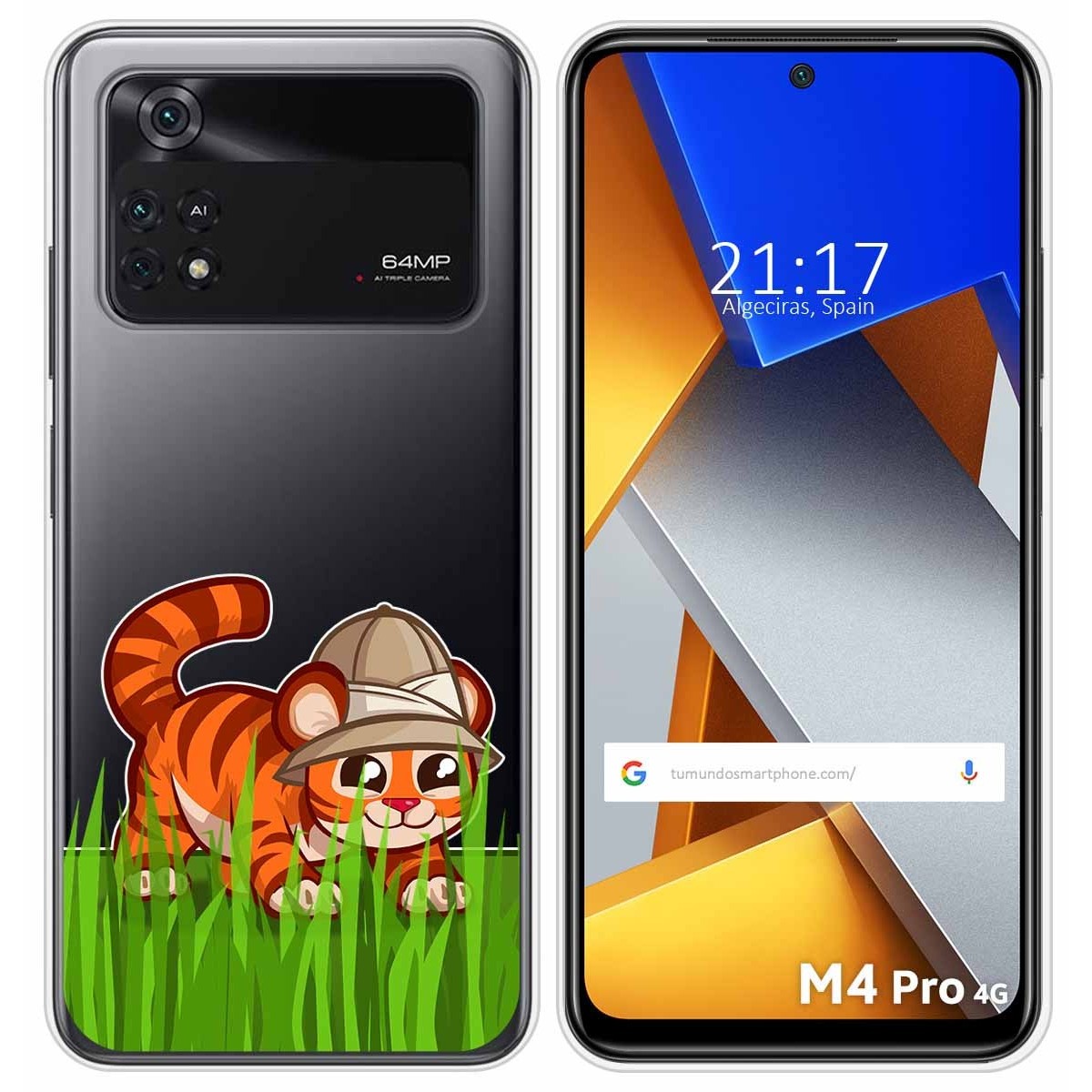 Funda Silicona Transparente para Xiaomi POCO M4 Pro 4G diseño Tigre Dibujos