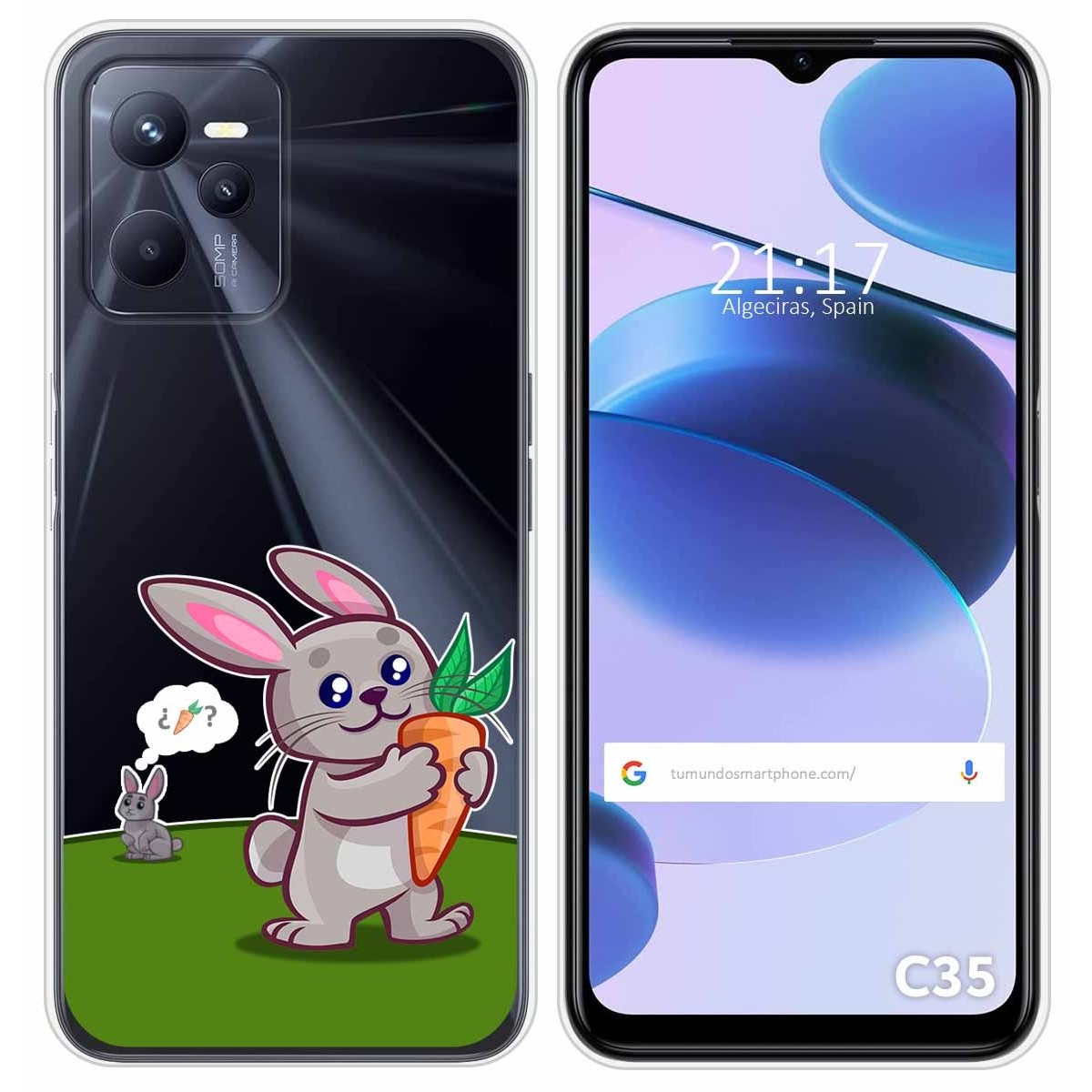 Funda Silicona Transparente para Realme C35 diseño Conejo Dibujos