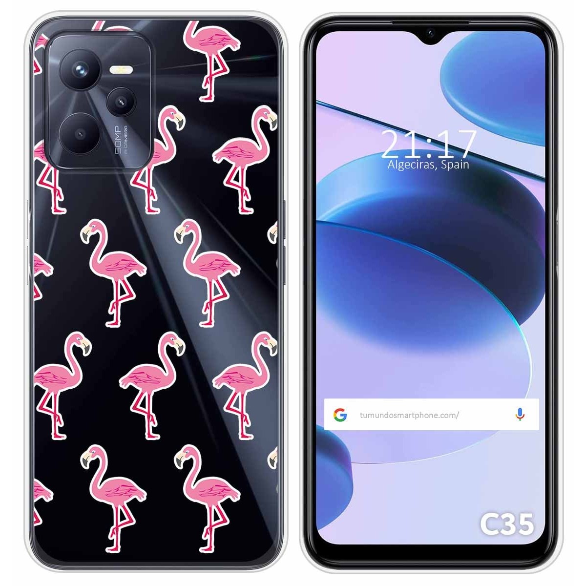 Funda Silicona Transparente para Realme C35 diseño Flamenco Dibujos