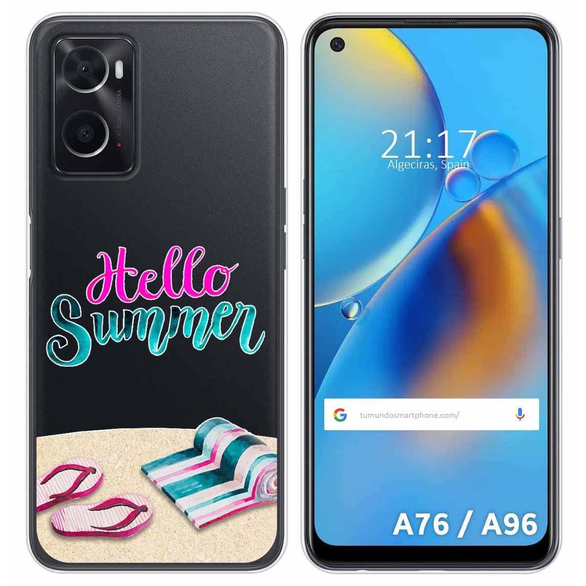 Funda Silicona Transparente para Oppo A76 / A96 diseño Summer Dibujos