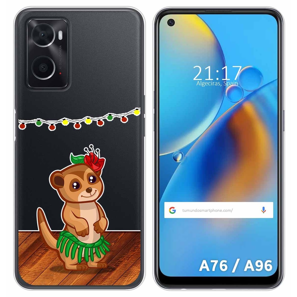 Funda Silicona Transparente para Oppo A76 / A96 diseño Suricata Dibujos