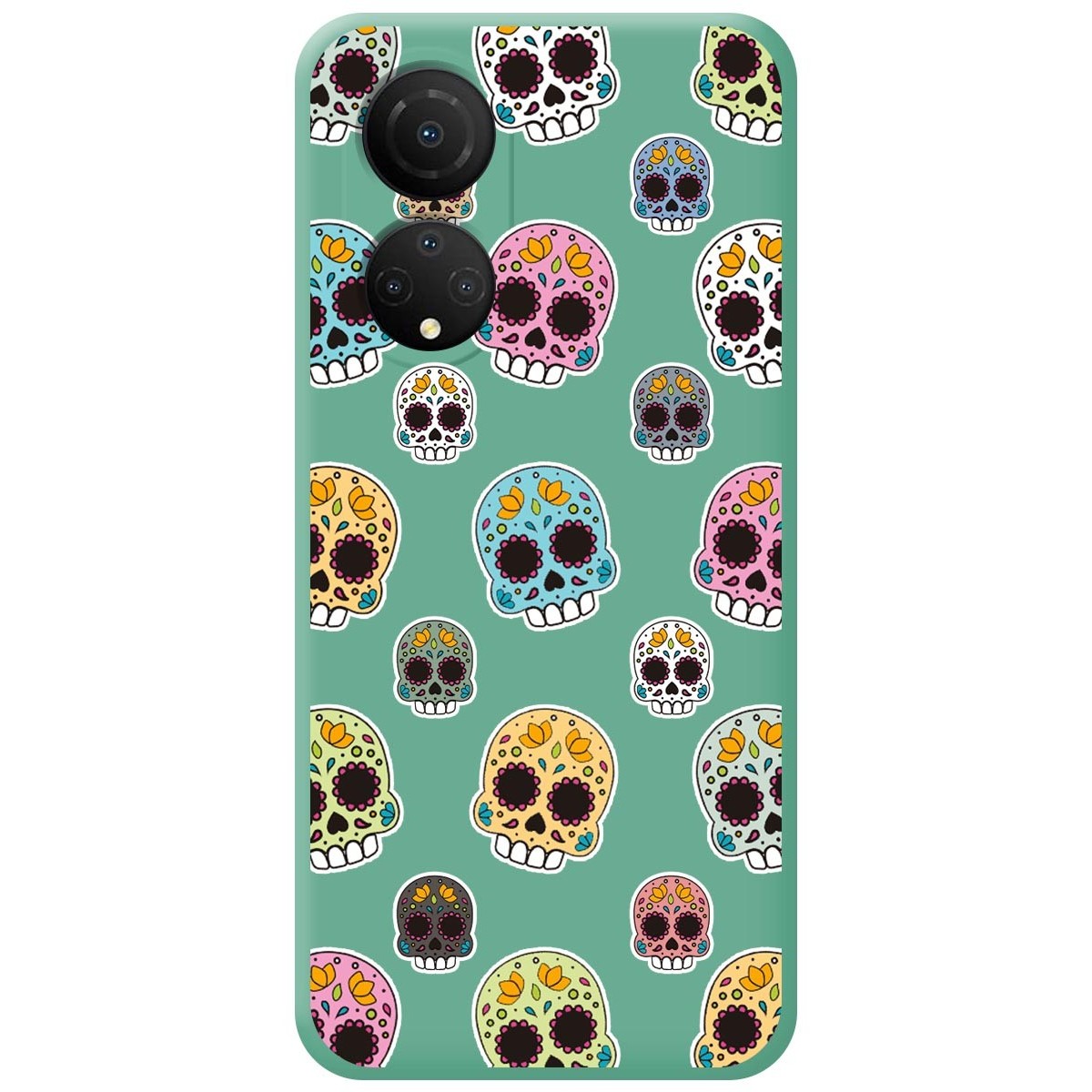 Funda Silicona Líquida Verde para Huawei Honor X7 diseño Catrina Dibujos