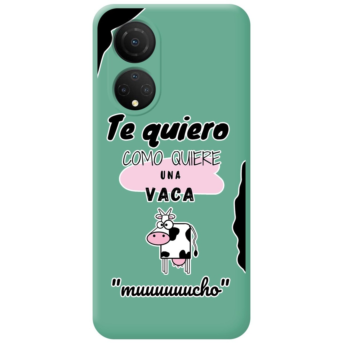 Funda Silicona Líquida Verde para Huawei Honor X7 diseño Vaca Dibujos