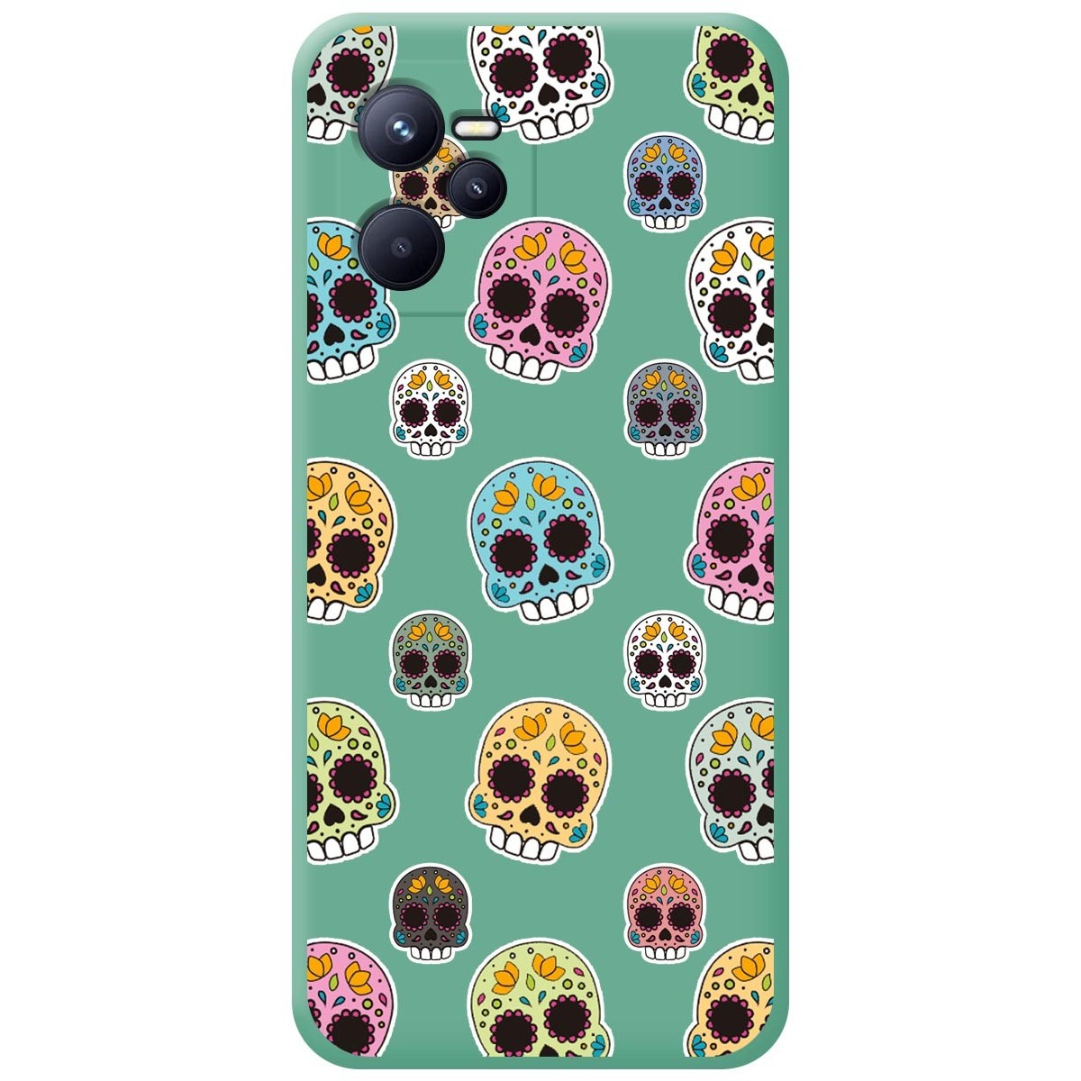 Funda Silicona Líquida Verde para Realme Narzo 50A Prime diseño Catrina Dibujos