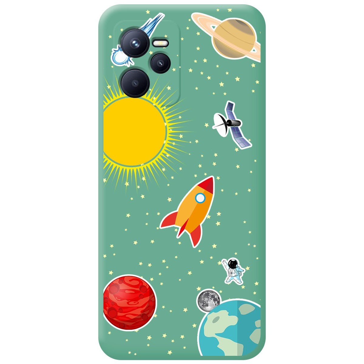 Funda Silicona Líquida Verde para Realme Narzo 50A Prime diseño Espacio Dibujos