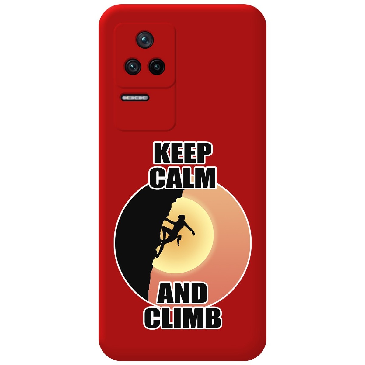 Funda Silicona Líquida Roja para Xiaomi Poco F4 5G diseño Mujer Escalada Dibujos