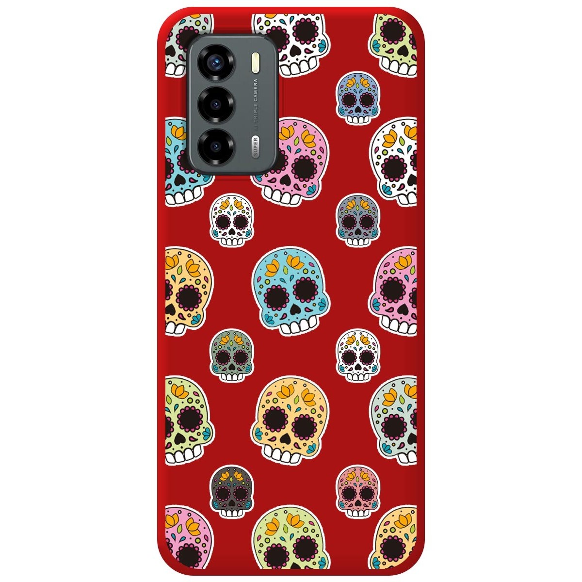 Funda Silicona Líquida Roja para ZTE Blade V40 Vita diseño Catrina Dibujos