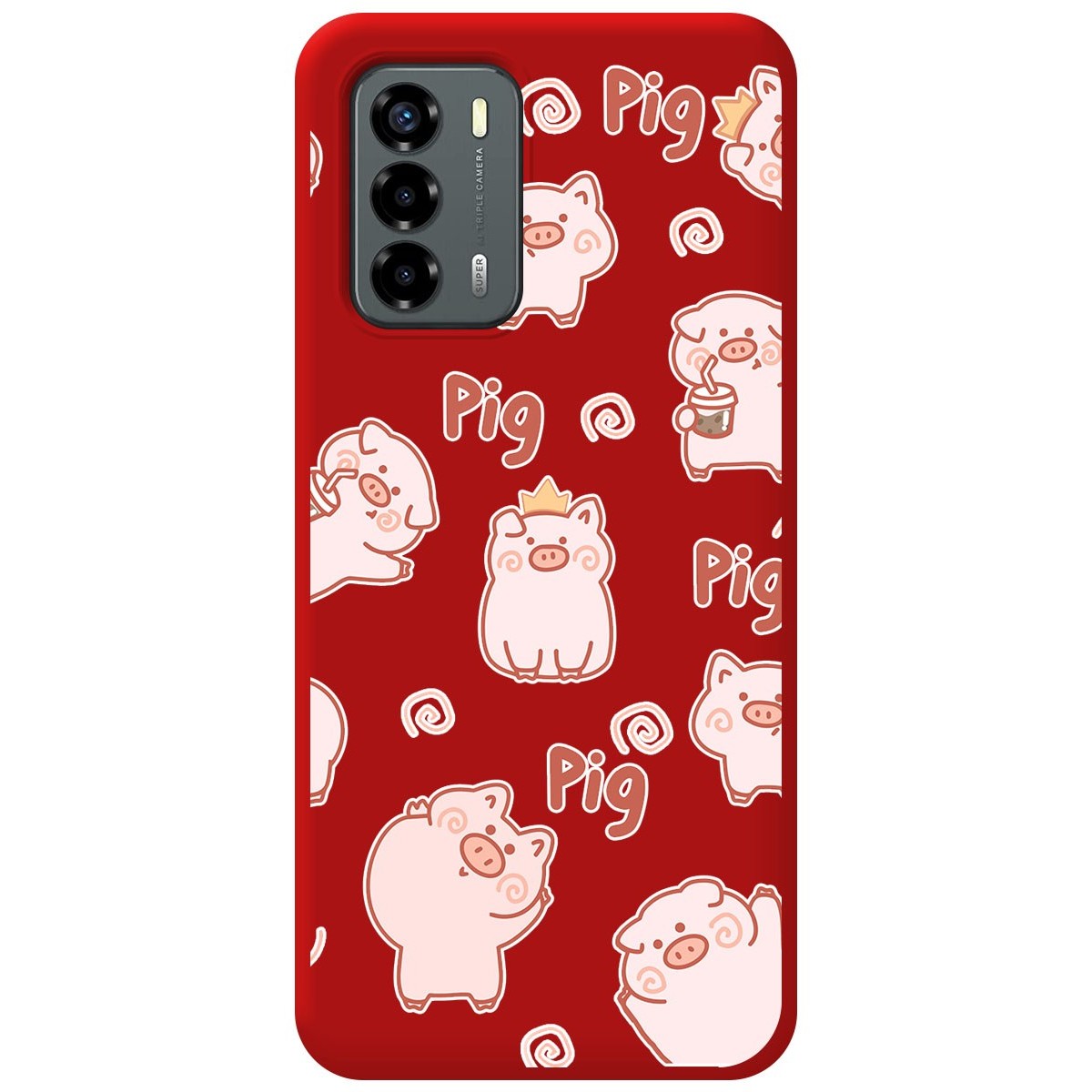 Funda Silicona Líquida Roja para ZTE Blade V40 Vita diseño Cerdos Dibujos