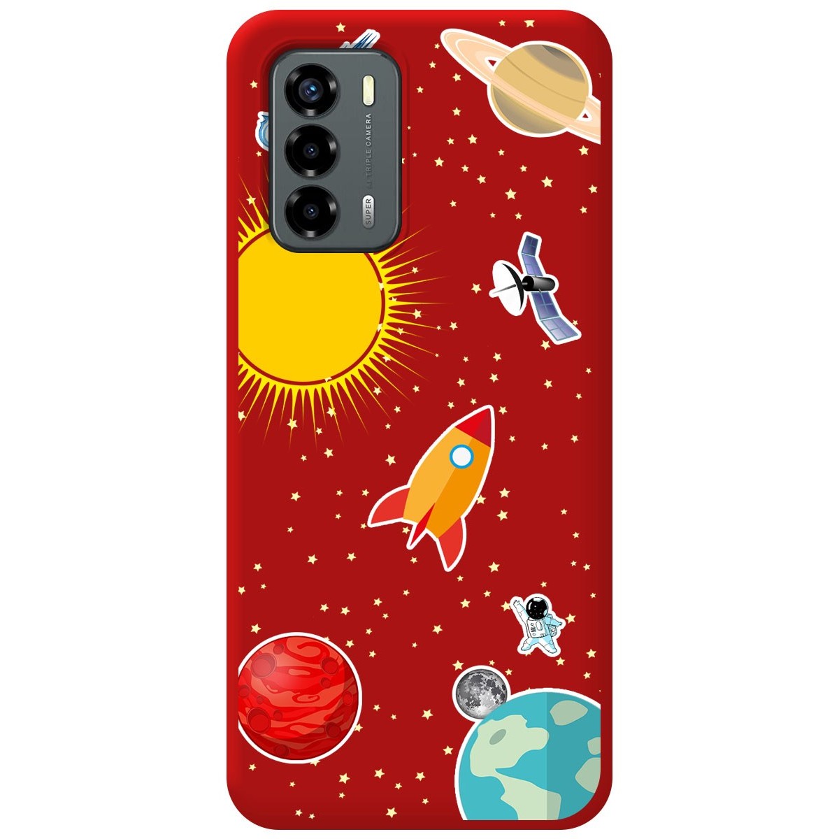 Funda Silicona Líquida Roja para ZTE Blade V40 Vita diseño Espacio Dibujos