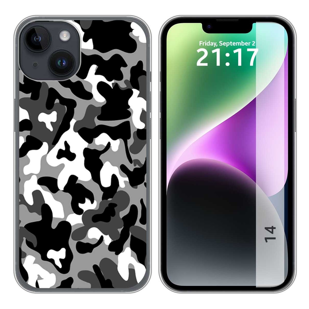 Funda Silicona compatible con iPhone 14 (6.1) diseño Snow Camuflaje Dibujos