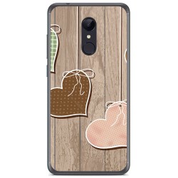 Funda Gel Tpu para Xiaomi Redmi 5 Plus Diseño Corazones Madera Dibujos