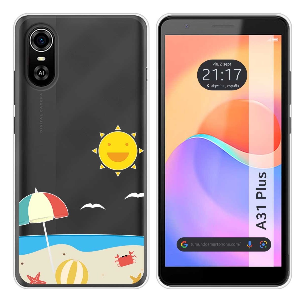 Funda Silicona Transparente para ZTE Blade A31 Plus diseño Playa Dibujos