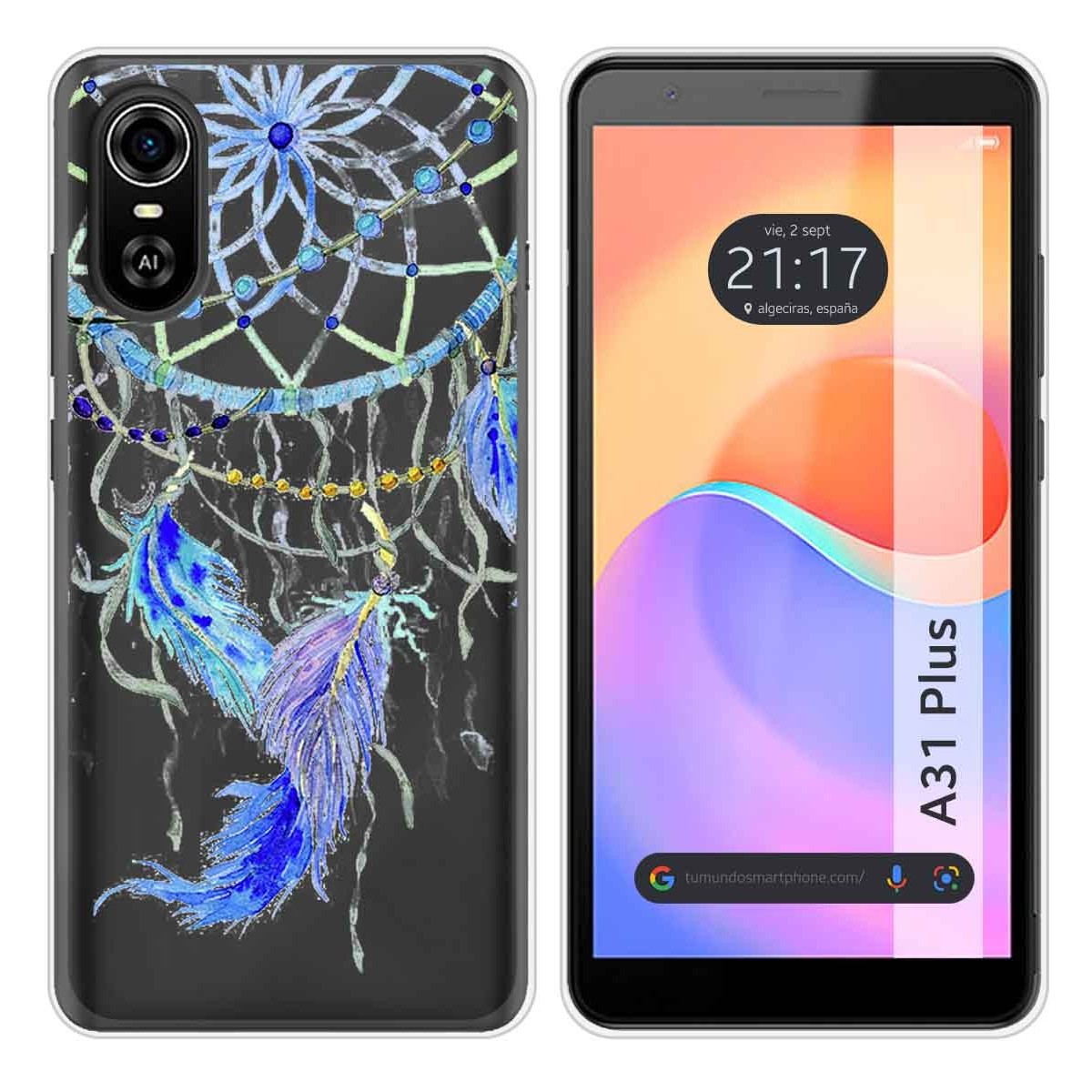 Funda Silicona Transparente para ZTE Blade A31 Plus diseño Plumas Dibujos