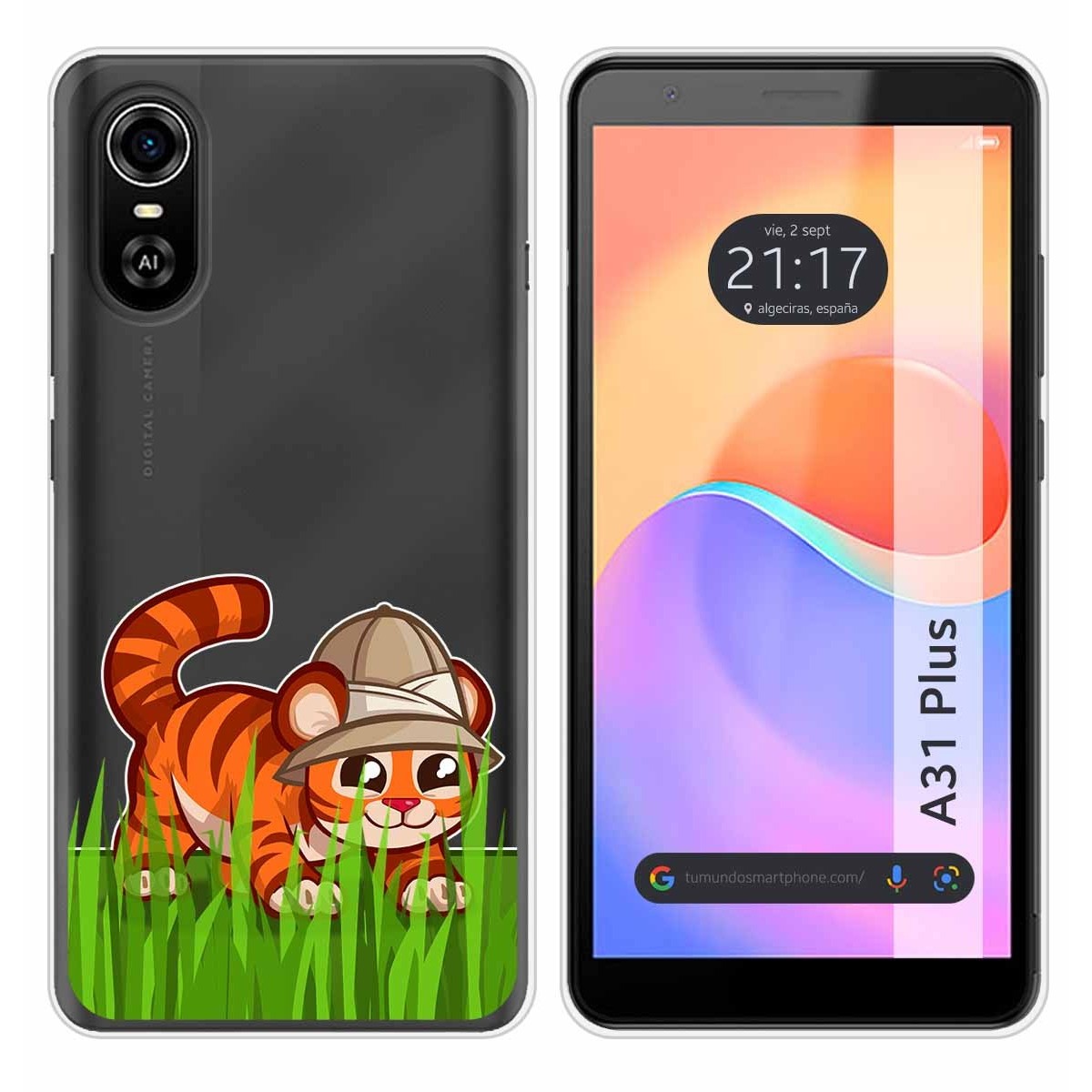 Funda Silicona Transparente para ZTE Blade A31 Plus diseño Tigre Dibujos