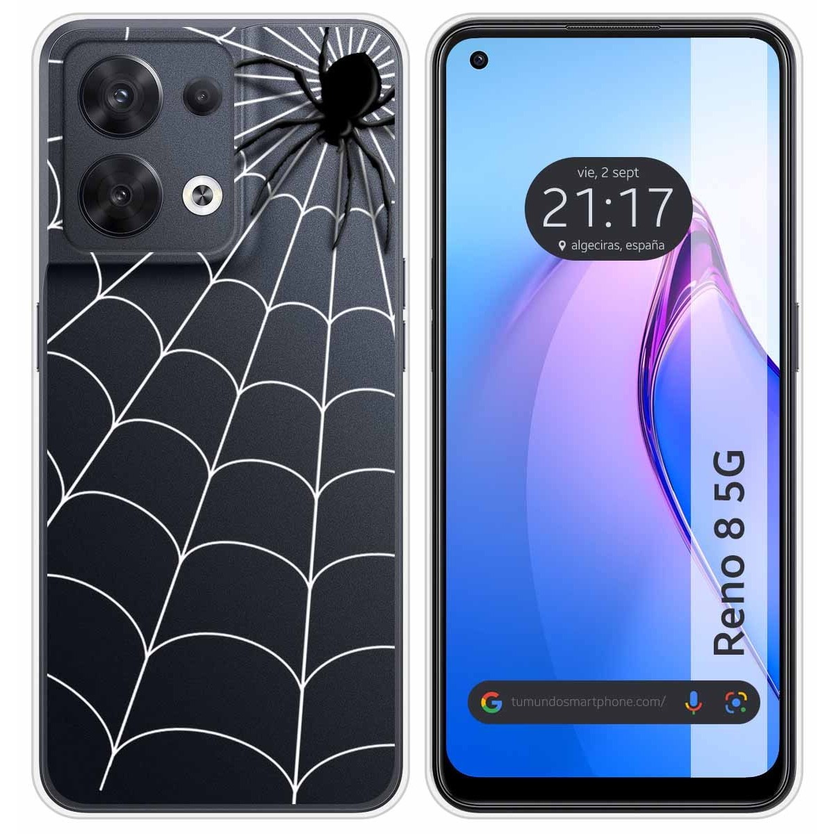 Funda Silicona Transparente para Oppo Reno 8 5G diseño Araña Dibujos