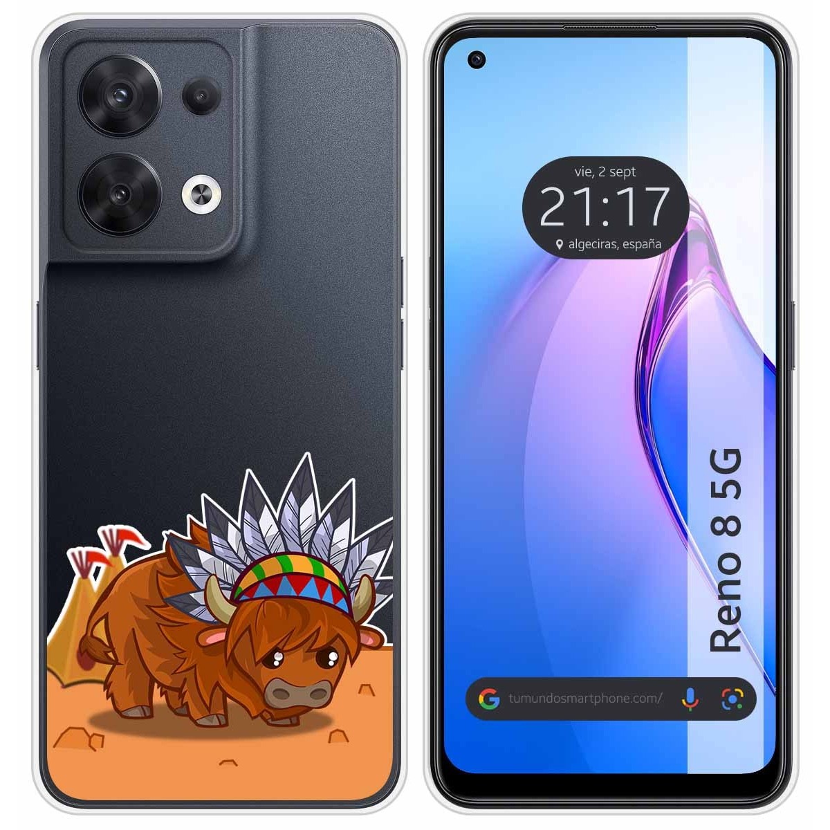 Funda Silicona Transparente para Oppo Reno 8 5G diseño Bufalo Dibujos