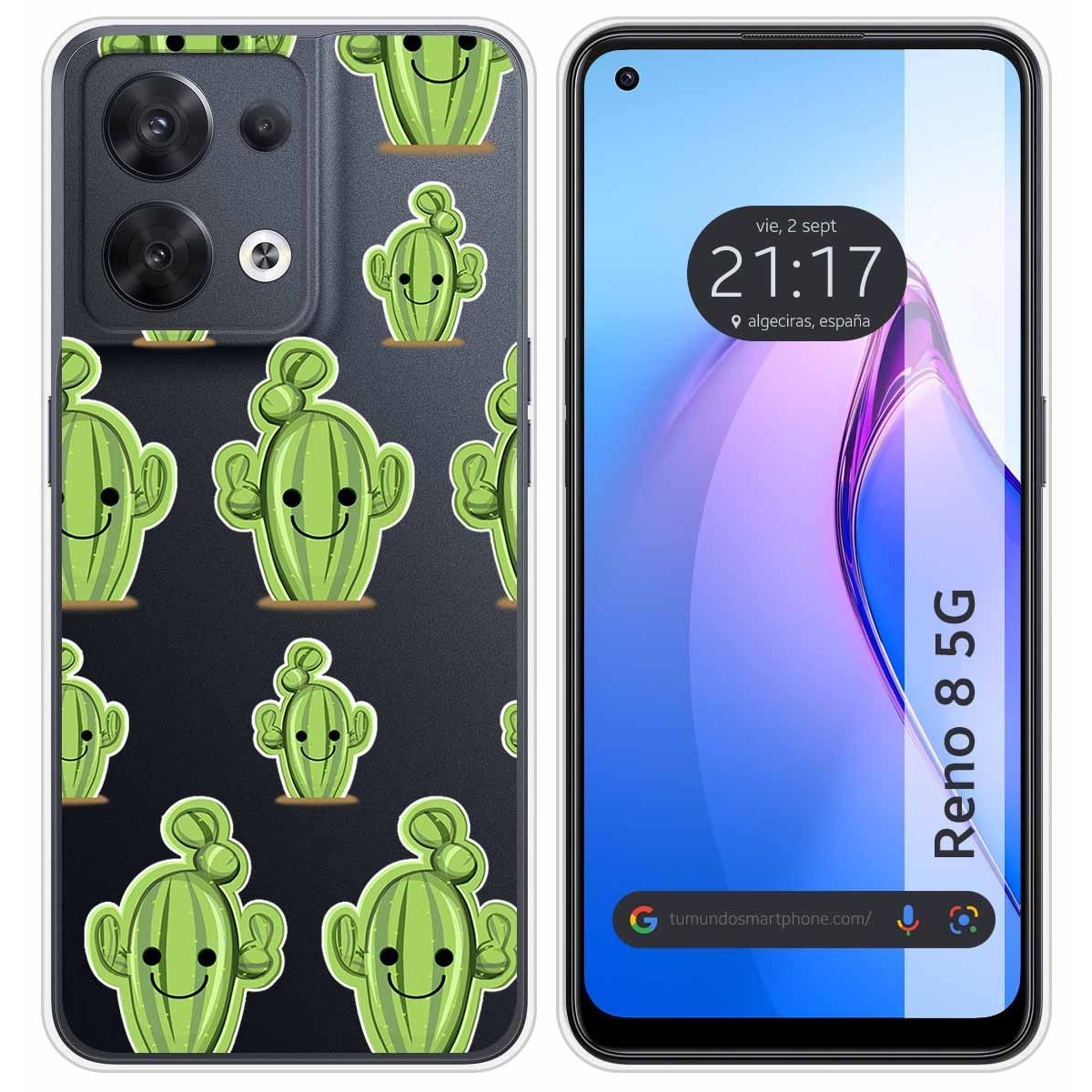 Funda Silicona Transparente para Oppo Reno 8 5G diseño Cactus Dibujos