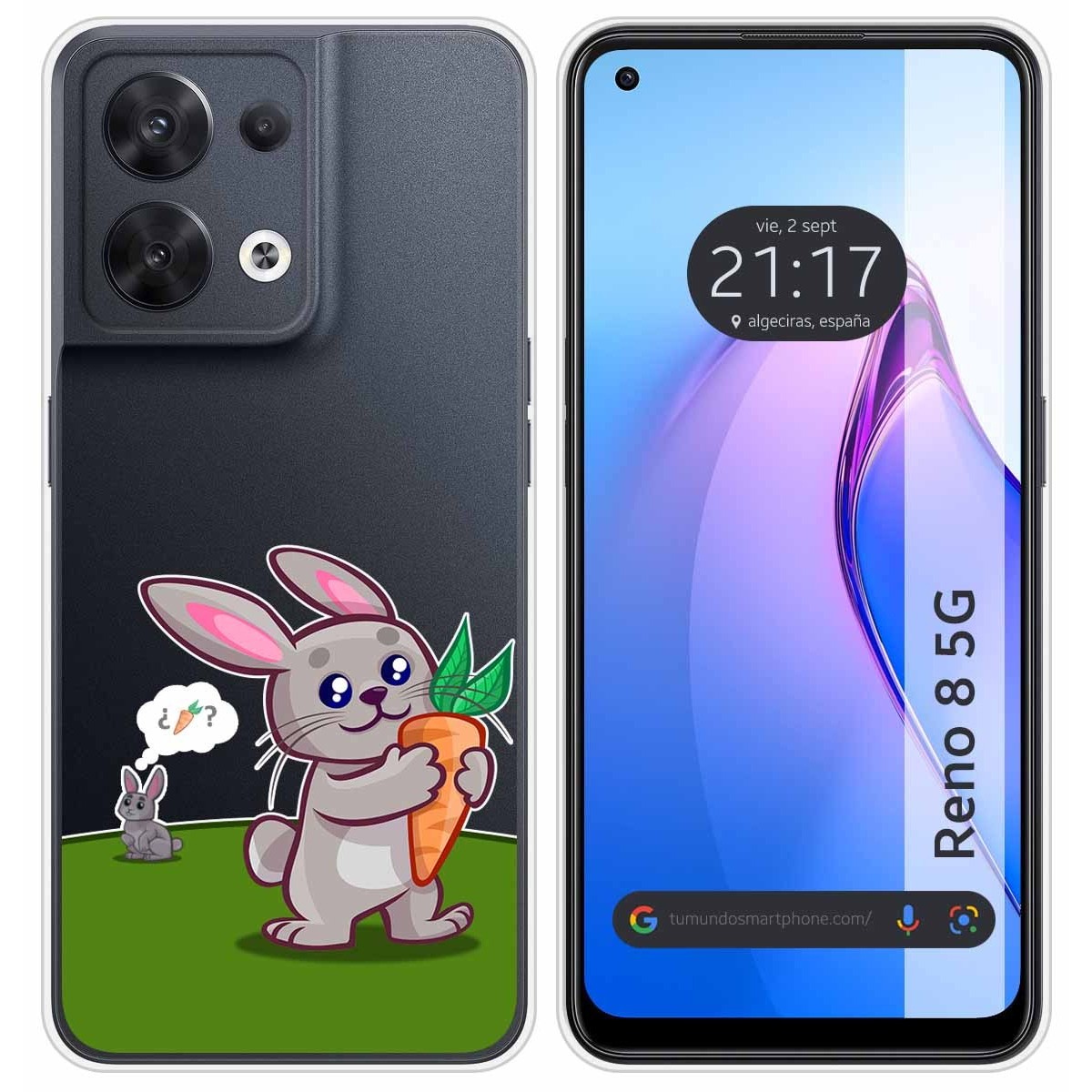 Funda Silicona Transparente para Oppo Reno 8 5G diseño Conejo Dibujos