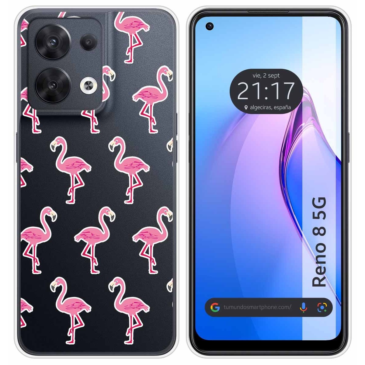 Funda Silicona Transparente para Oppo Reno 8 5G diseño Flamenco Dibujos