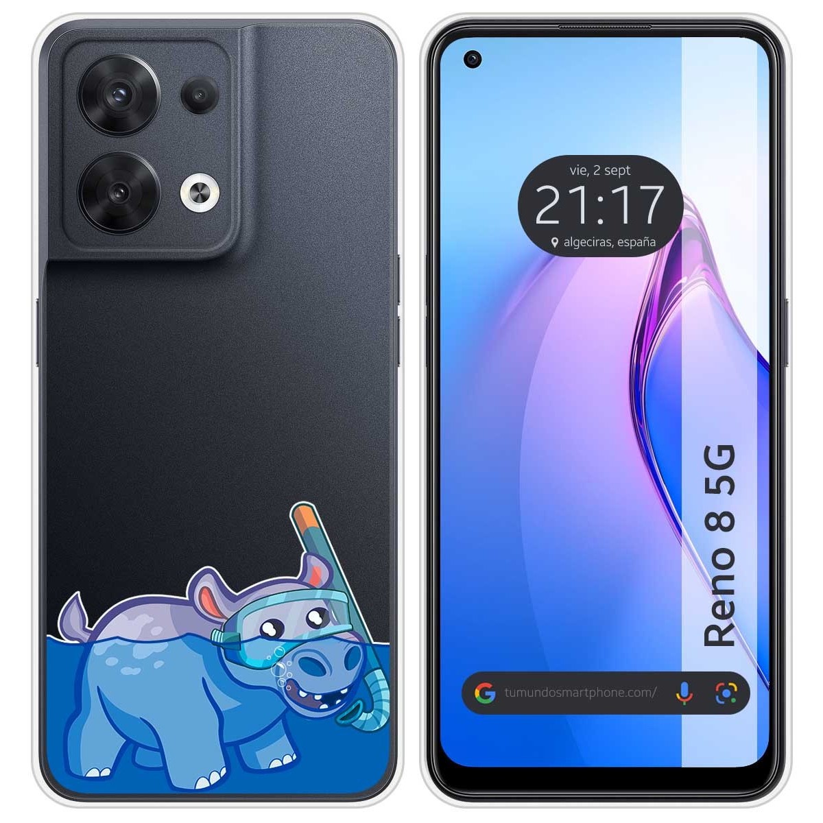 Funda Silicona Transparente para Oppo Reno 8 5G diseño Hipo Dibujos