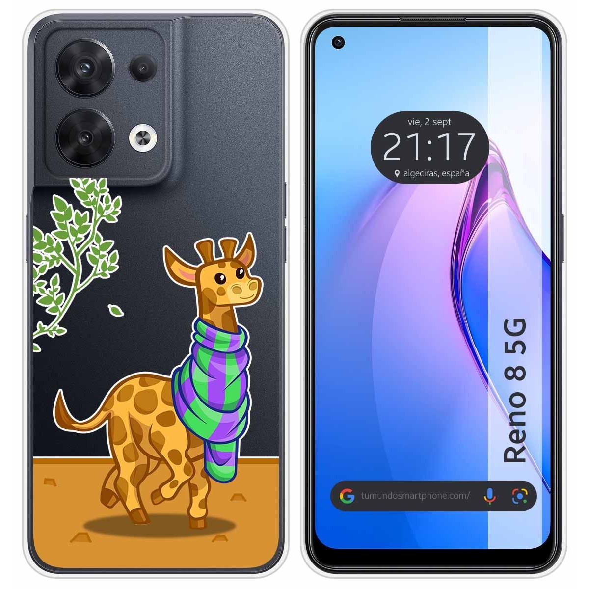 Funda Silicona Transparente para Oppo Reno 8 5G diseño Jirafa Dibujos