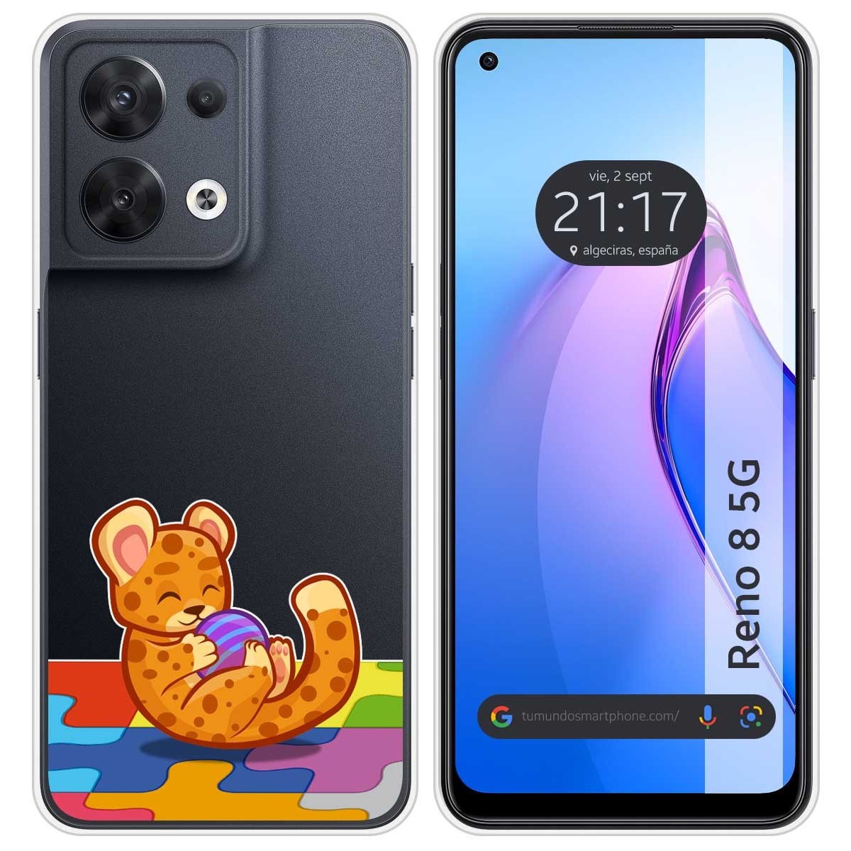 Funda Silicona Transparente para Oppo Reno 8 5G diseño Leopardo Dibujos