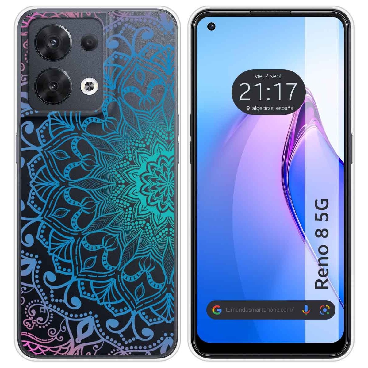 Funda Silicona Transparente para Oppo Reno 8 5G diseño Mandala Dibujos