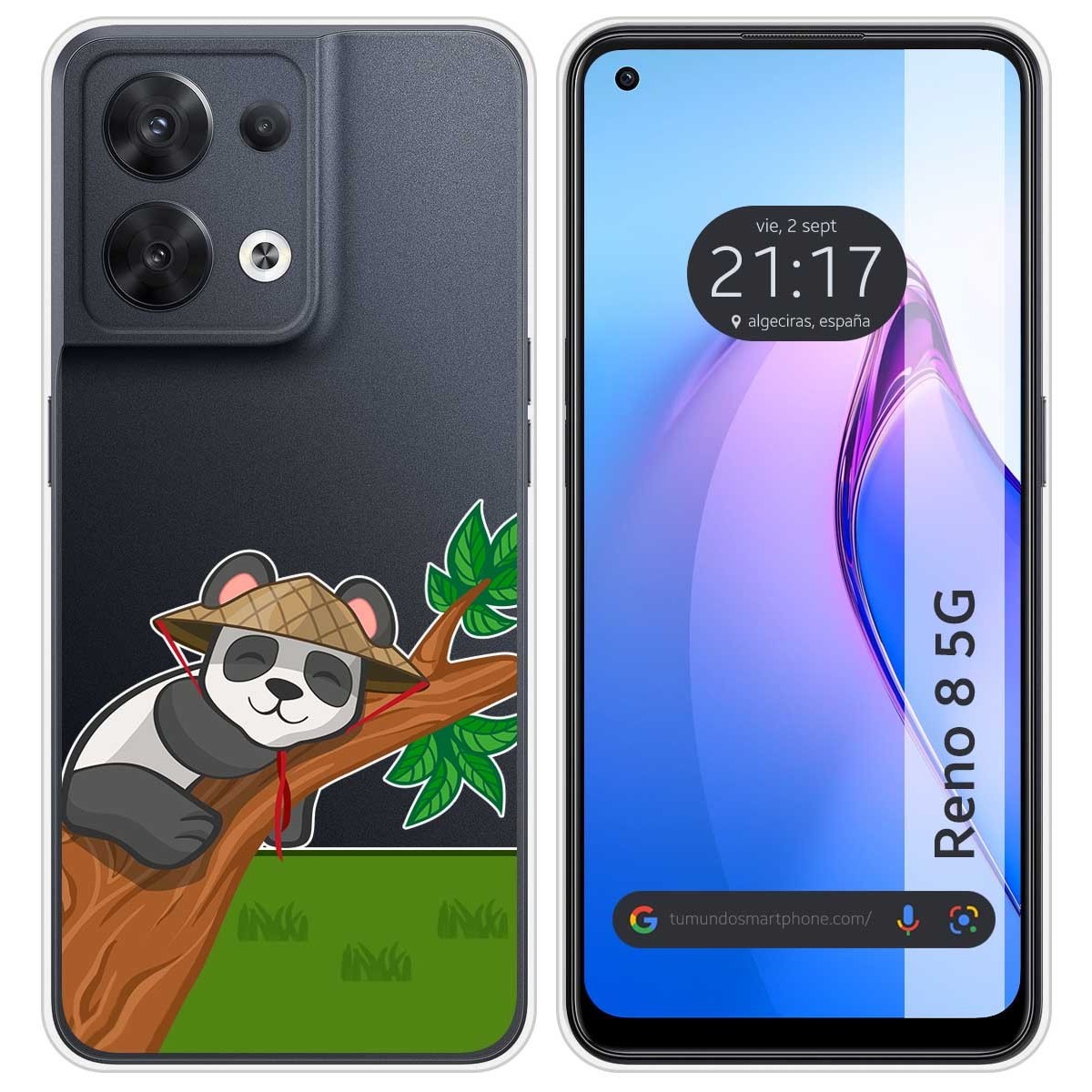 Funda Silicona Transparente para Oppo Reno 8 5G diseño Panda Dibujos