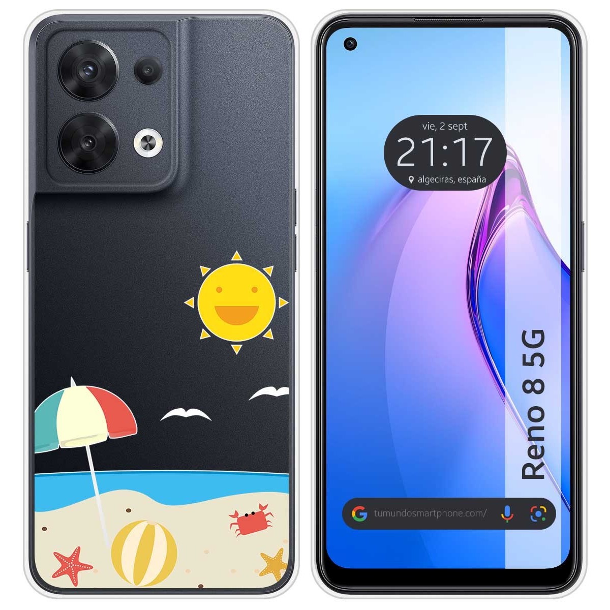 Funda Silicona Transparente para Oppo Reno 8 5G diseño Playa Dibujos