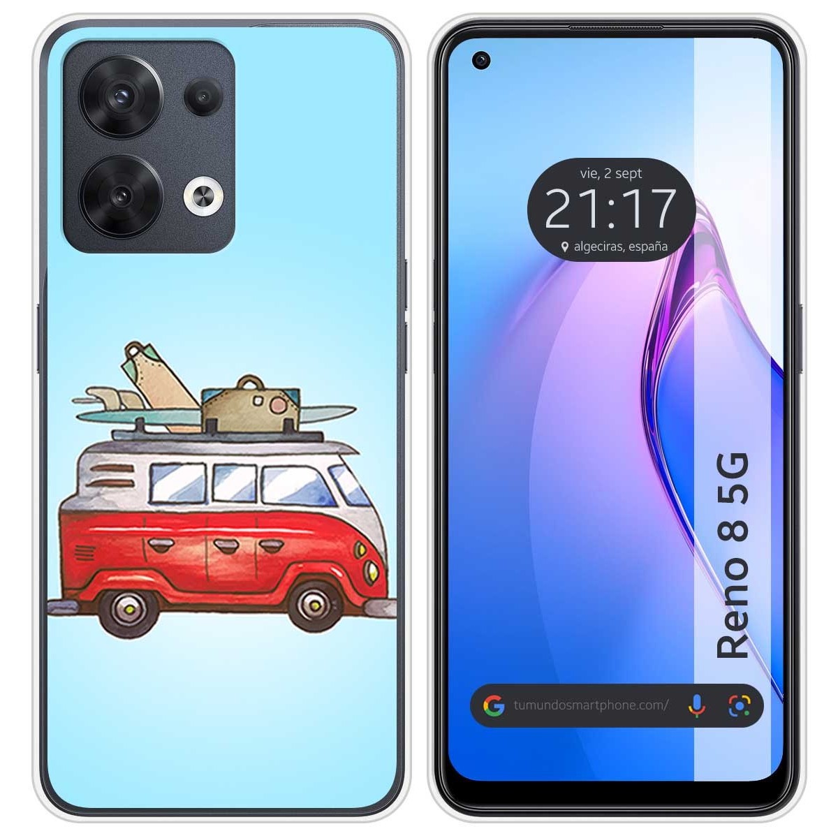 Funda Silicona para Oppo Reno 8 5G diseño Furgoneta Dibujos