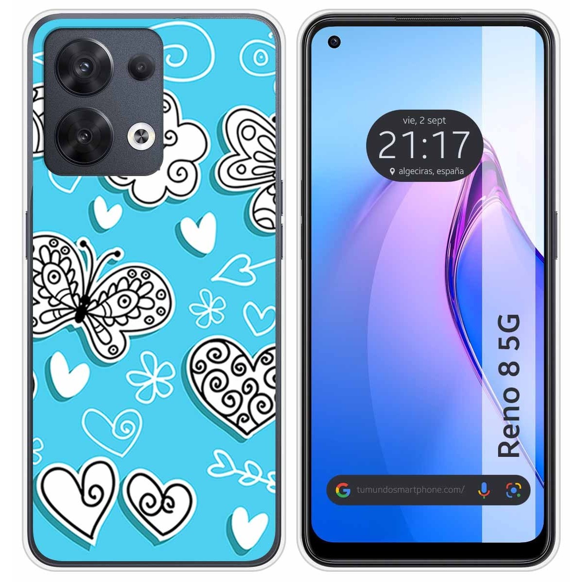 Funda Silicona para Oppo Reno 8 5G diseño Mariposas Dibujos