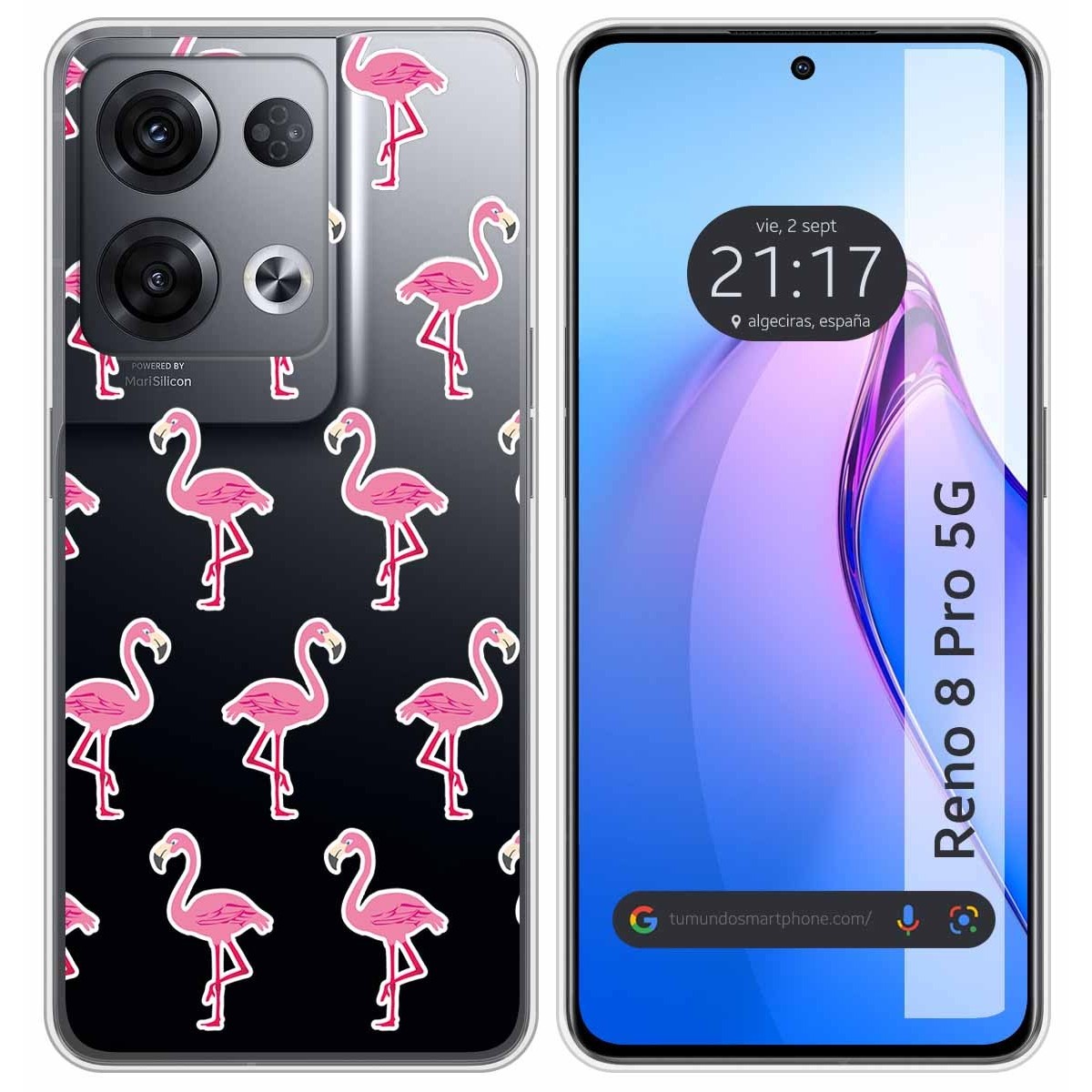 Funda Silicona Transparente para Oppo Reno 8 Pro 5G diseño Flamenco Dibujos